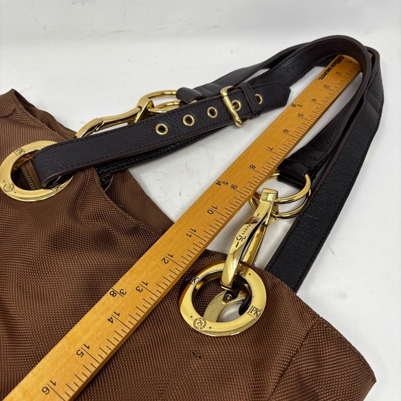 JPK Paris 75 Expandable Shoulder Bag Gold Tone Hardware Leather‎ Straps Brown - Picture 13 of 14